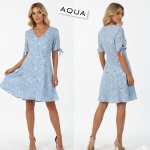 AQUA FIT-AND-FLARE FLORAL PRINT DRESS Size L